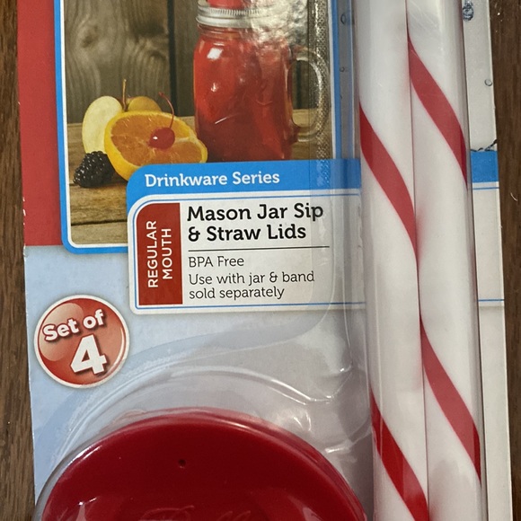 Ball Set of 4 Mason Jar Sip and Straw Lids - Picture 4 of 4